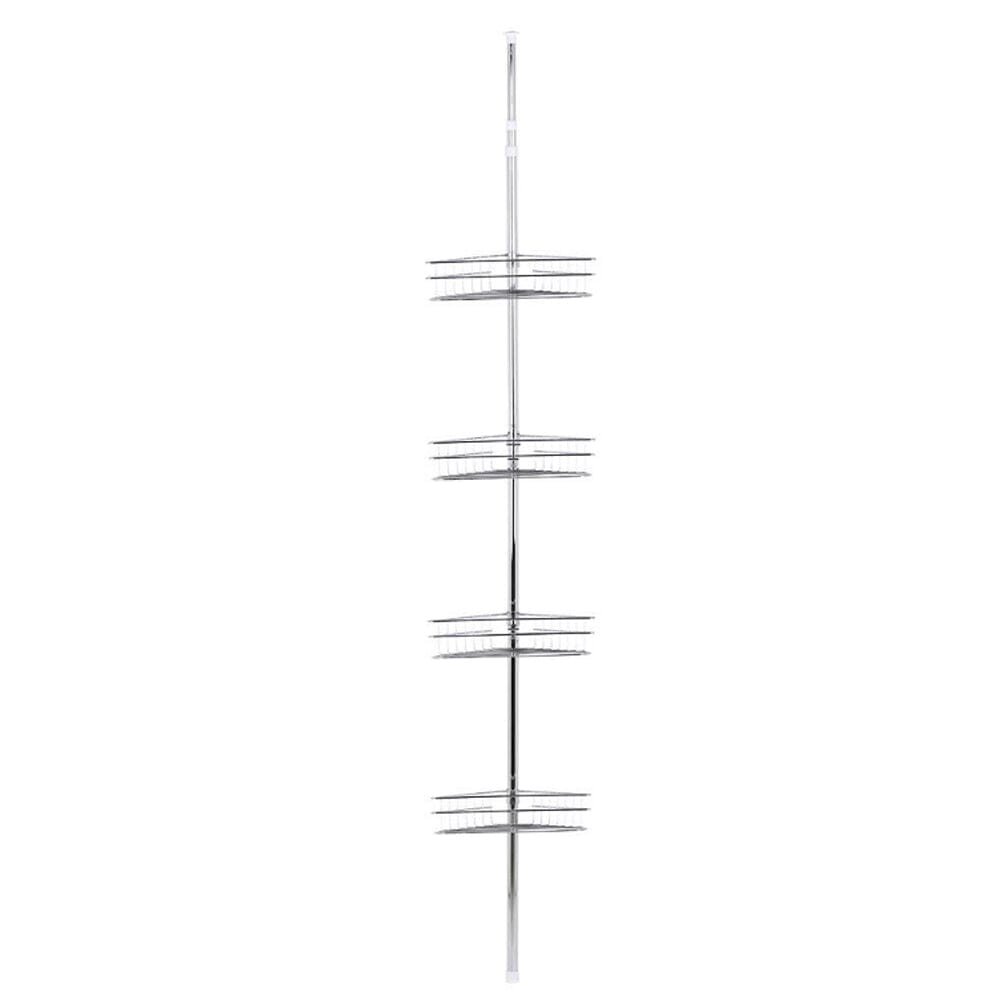 4 Tier Metal Corner Shower Shelf Wall Rack Organizer Bathroom Shower Caddies Living and Home Silver