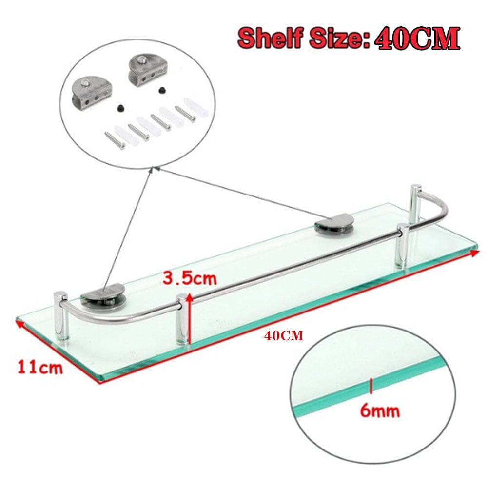 Shelf Tempered Glass 6MM Thick Storage Organizer Wall Mounted Bathroom Shower Caddies Living and Home