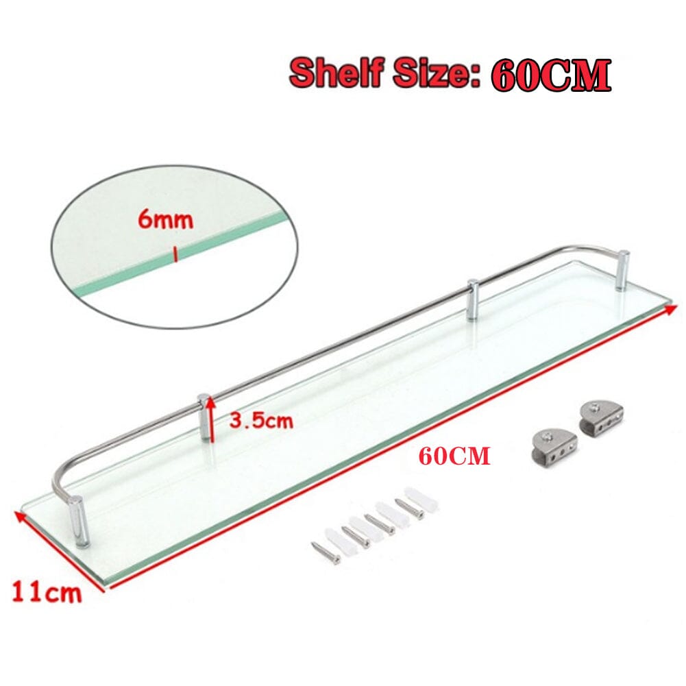 Shelf Tempered Glass 6MM Thick Storage Organizer Wall Mounted Bathroom Shower Caddies Living and Home