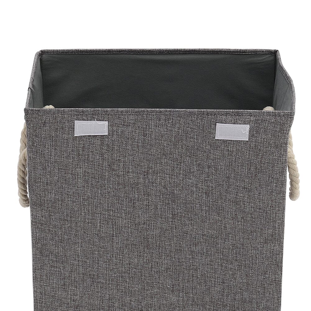 Cotton Flax Hamper Laundry Baskets Foldable Washing Clothes Storage with Lid - Grey Laundry Baskets Living and Home