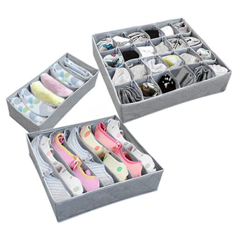 Underwear Drawer Organizer Storage Box Bra Tidy Socks Ties Draw Divider Storage Boxes Living and Home