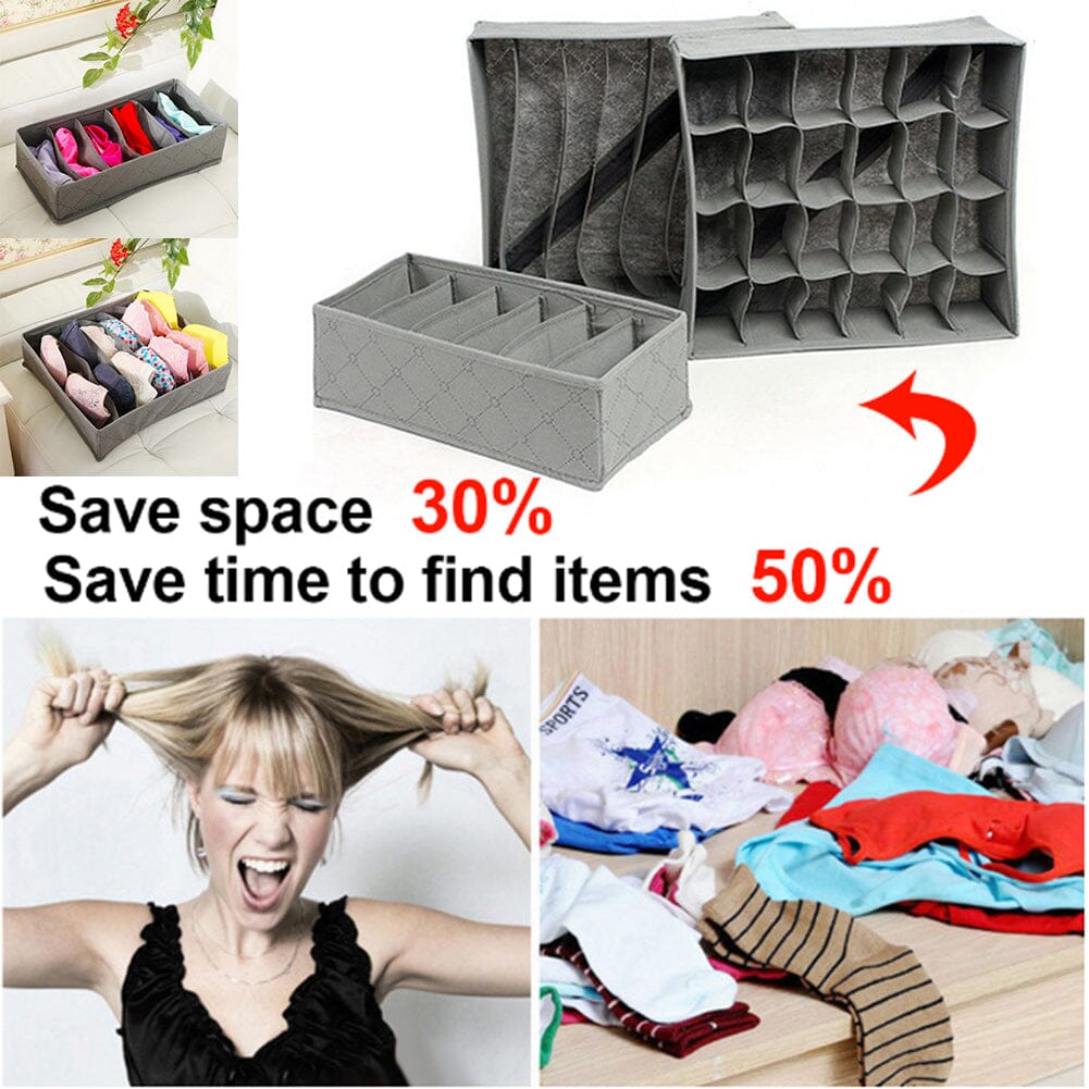 Underwear Drawer Organizer Storage Box Bra Tidy Socks Ties Draw Divider Storage Boxes Living and Home