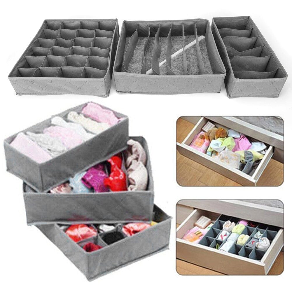 Underwear Drawer Organizer Storage Box Bra Tidy Socks Ties Draw Divider Storage Boxes Living and Home