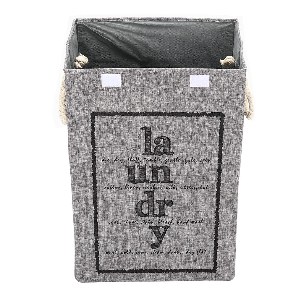 Foldable Home Laundry Baskets Laundry Hamper with Lid and Rope Handles-Grey Laundry Baskets Living and Home
