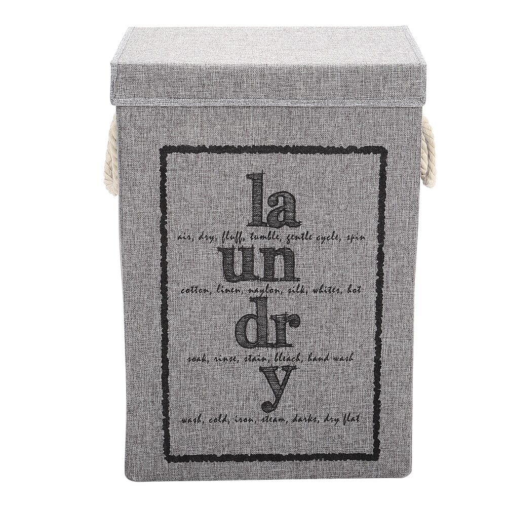 Foldable Home Laundry Baskets Laundry Hamper with Lid and Rope Handles-Grey Laundry Baskets Living and Home