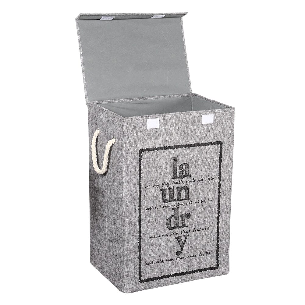 Foldable Home Laundry Baskets Laundry Hamper with Lid and Rope Handles-Grey Laundry Baskets Living and Home
