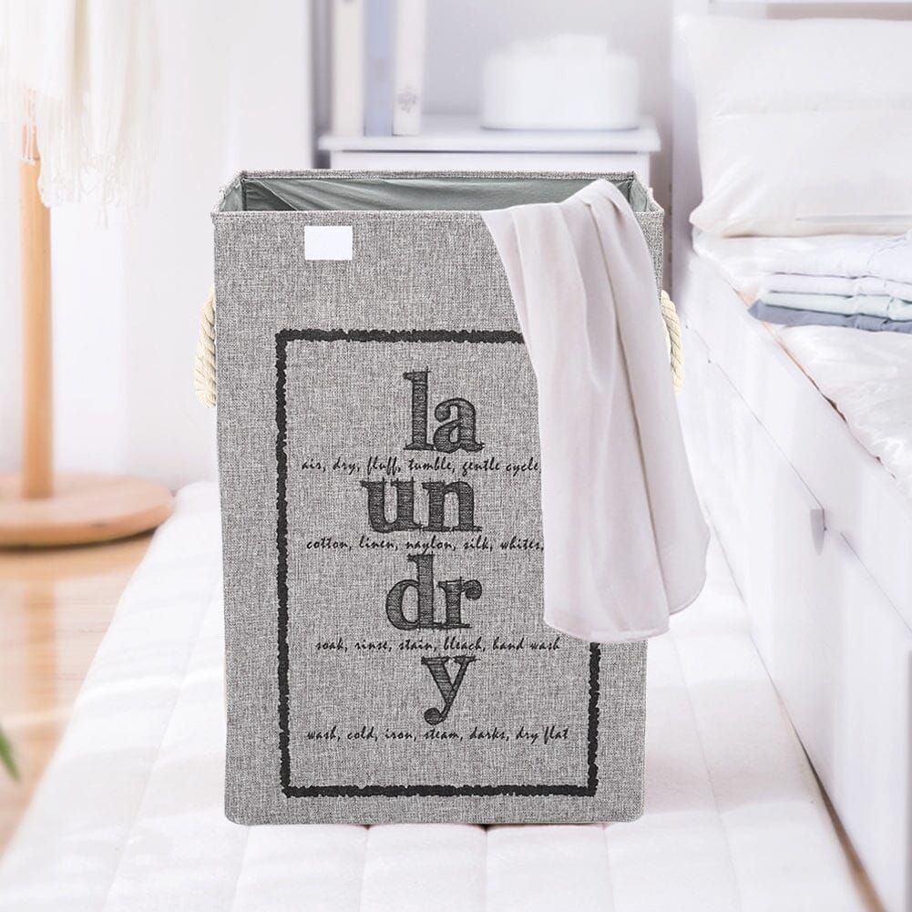 Foldable Home Laundry Baskets Laundry Hamper with Lid and Rope Handles-Grey Laundry Baskets Living and Home