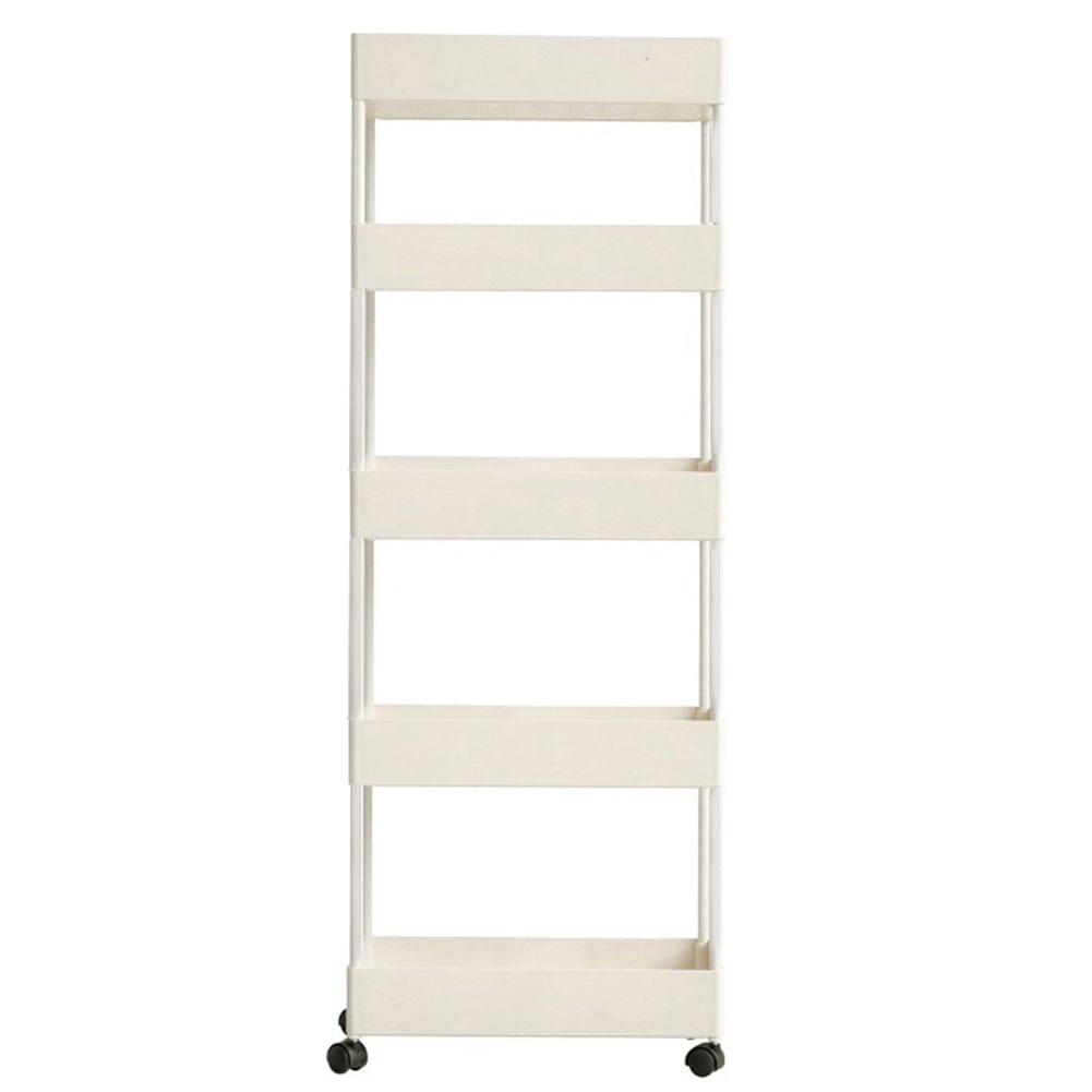 Shelf Trolley Cart Storage Rack for Kitchen Bathroom Kitchen Trolleys Living and Home 5-Tier White