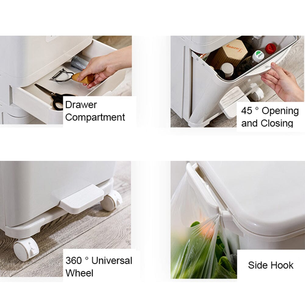 38L White Rubbish Dustbin Recycling Bin Rubbish Trash Home Kitchen Kitchen Storage Baskets Living and Home