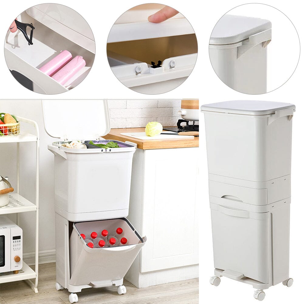 38L White Rubbish Dustbin Recycling Bin Rubbish Trash Home Kitchen Kitchen Storage Baskets Living and Home