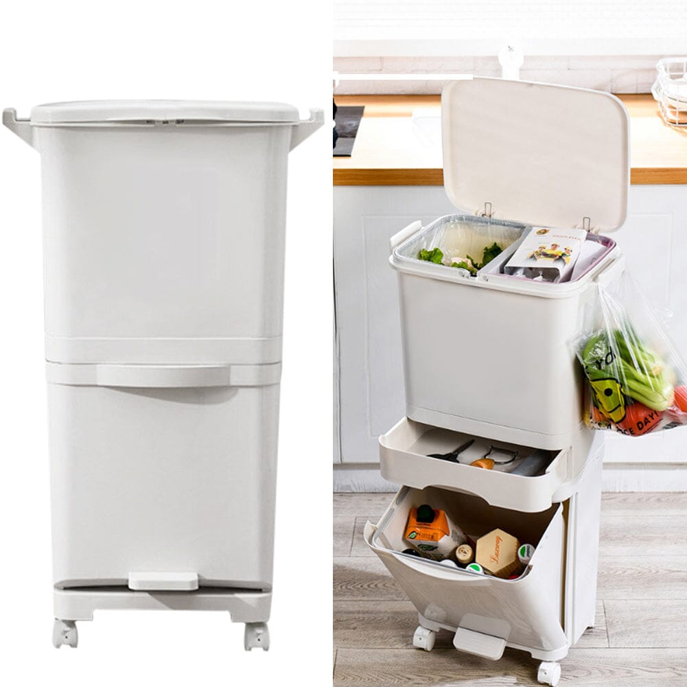 38L White Rubbish Dustbin Recycling Bin Rubbish Trash Home Kitchen Kitchen Storage Baskets Living and Home