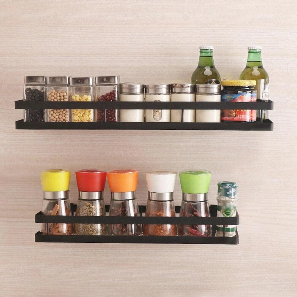 Bathroom Black Wall Mounted Organizer Spice Rack Storage Rack Shower Caddies Living and Home