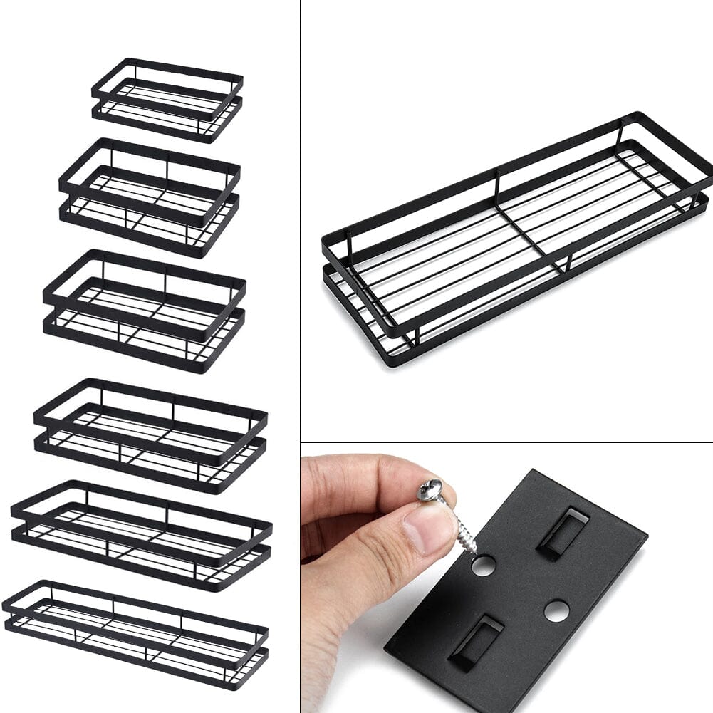 Bathroom Black Wall Mounted Organizer Spice Rack Storage Rack Shower Caddies Living and Home