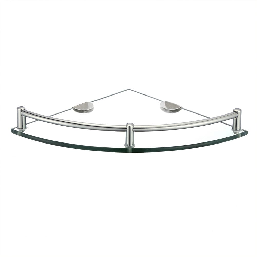 1 Tier Bathroom Glass Corner Shelf Wall Mounted Shower Caddies Living and Home