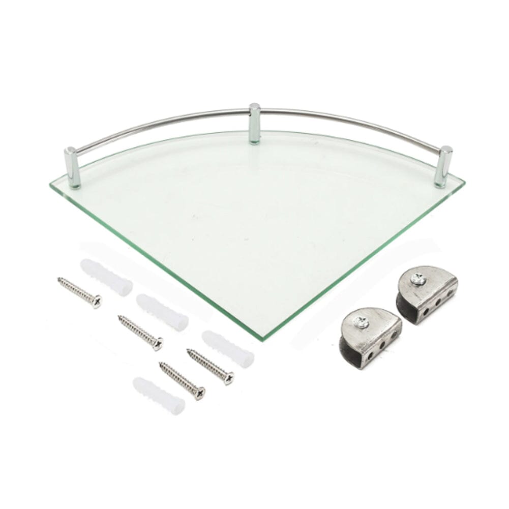 1 Tier Bathroom Glass Corner Shelf Wall Mounted Shower Caddies Living and Home