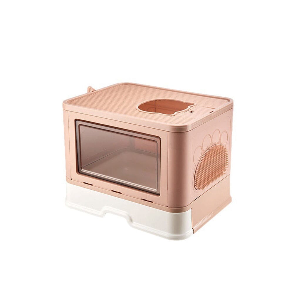 Enclosed Folding Plastic Cat Litter Box with Scoop Living and Home