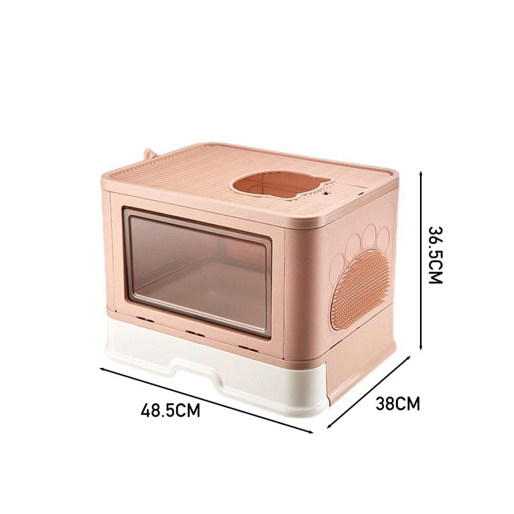 Enclosed Folding Plastic Cat Litter Box with Scoop Living and Home