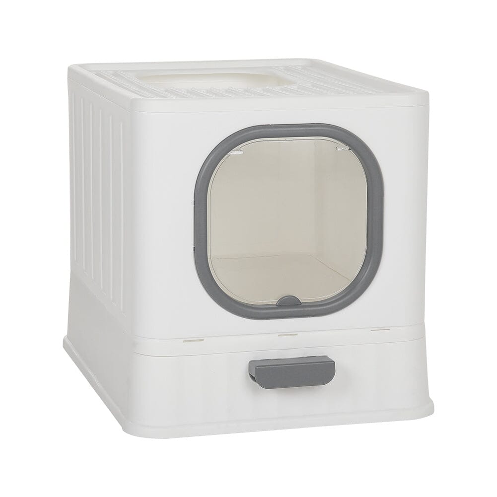 Enclosed Folding Cat Litter Box Toilet with Scoop Living and Home