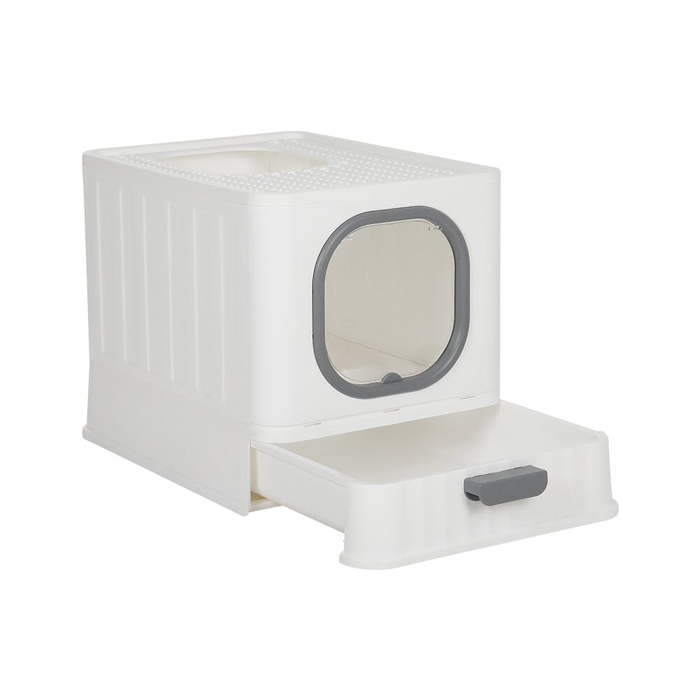 Enclosed Folding Cat Litter Box Toilet with Scoop Living and Home