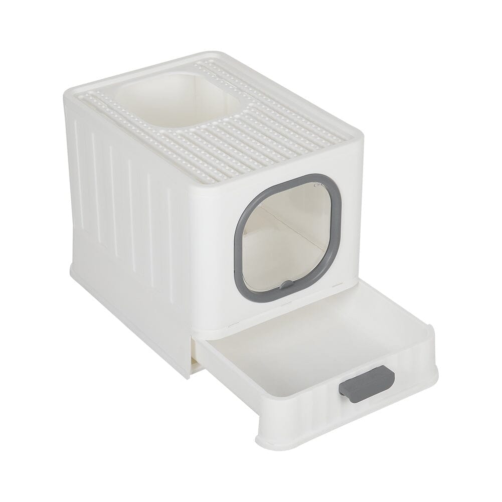 Enclosed Folding Cat Litter Box Toilet with Scoop Living and Home