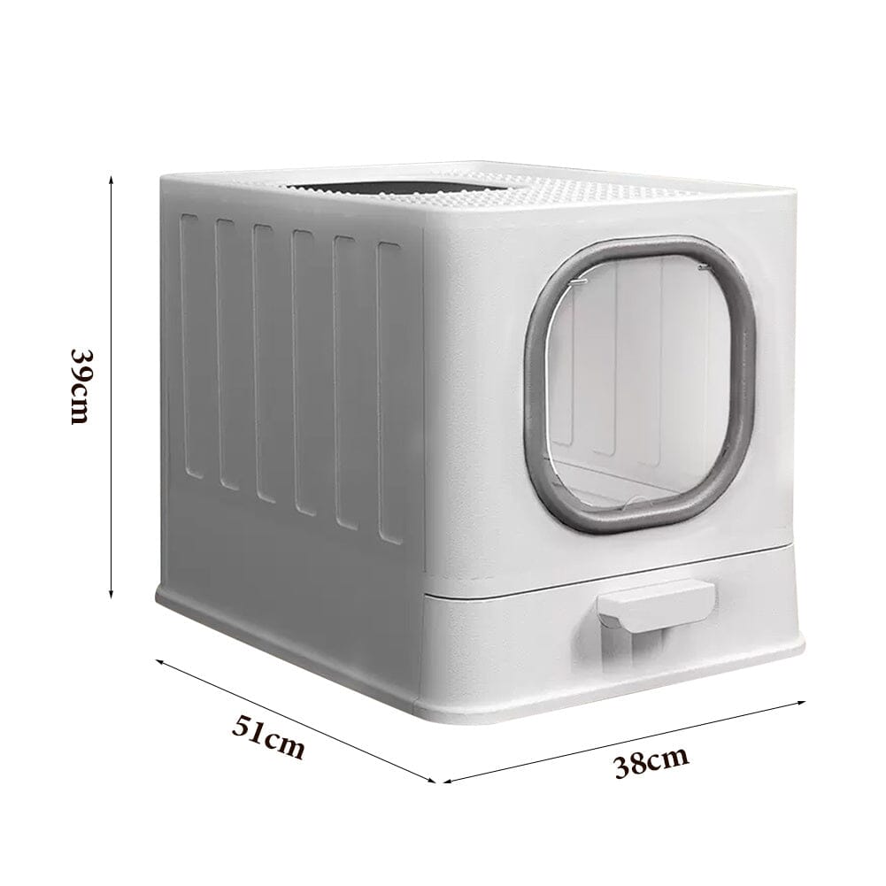Enclosed Folding Cat Litter Box Toilet with Scoop Living and Home