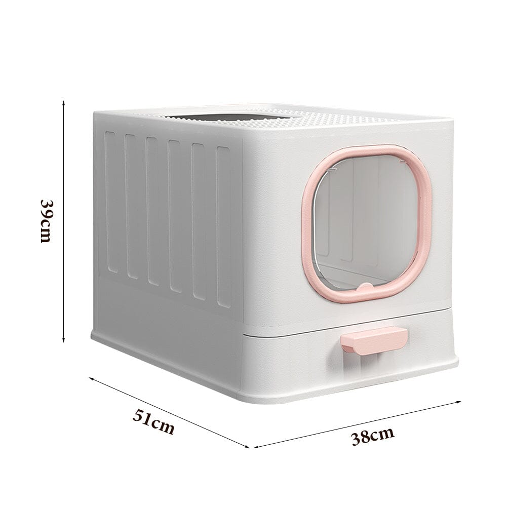 Enclosed Folding Cat Litter Box Toilet with Scoop Living and Home