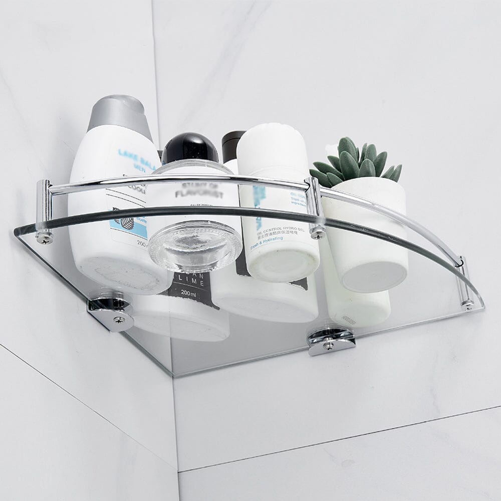 Bathroom Glass Corner Storage Wall Mounted Shower Shelf Set of 2 Shower Caddies Living and Home