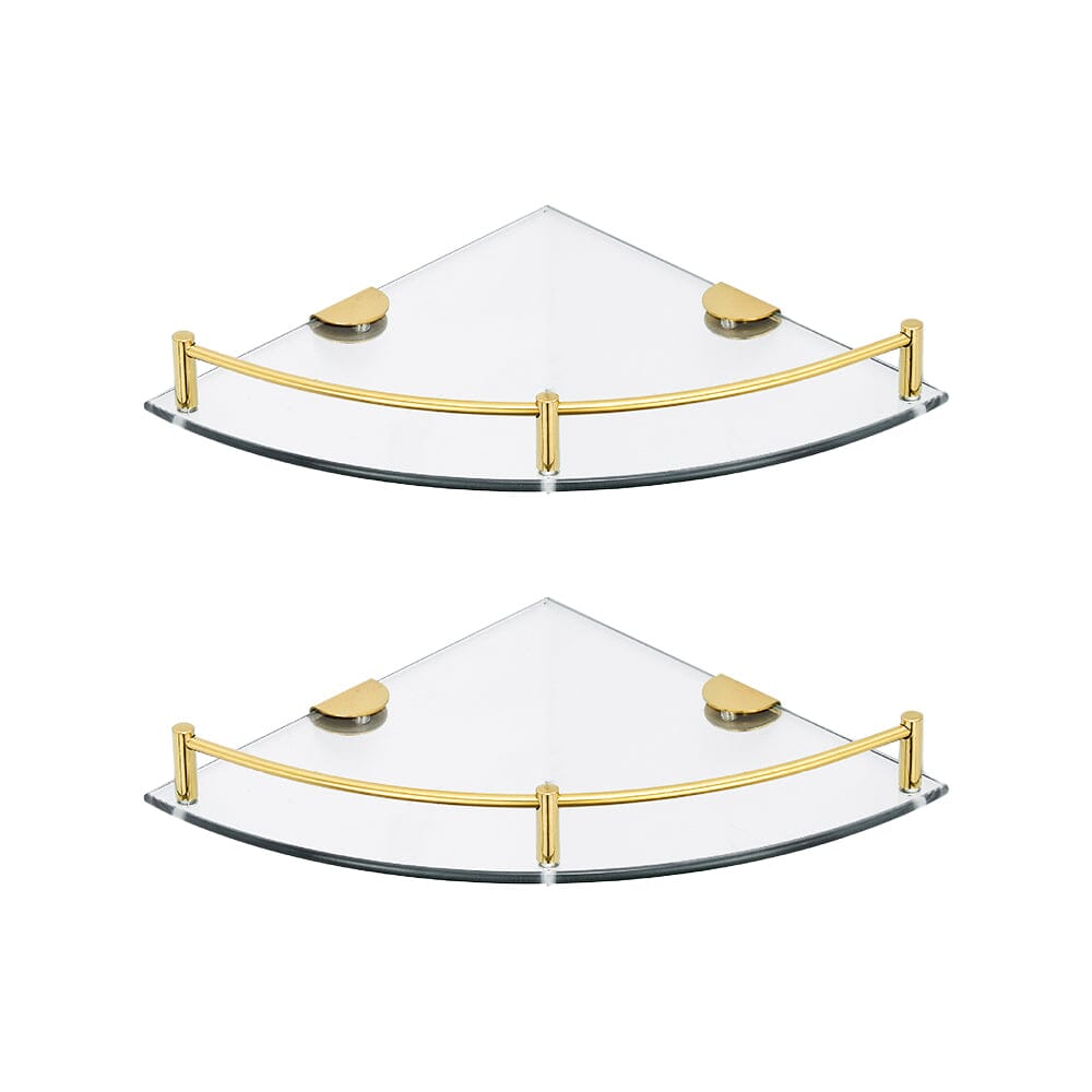 Bathroom Glass Corner Storage Wall Mounted Shower Shelf Set of 2 Shower Caddies Living and Home