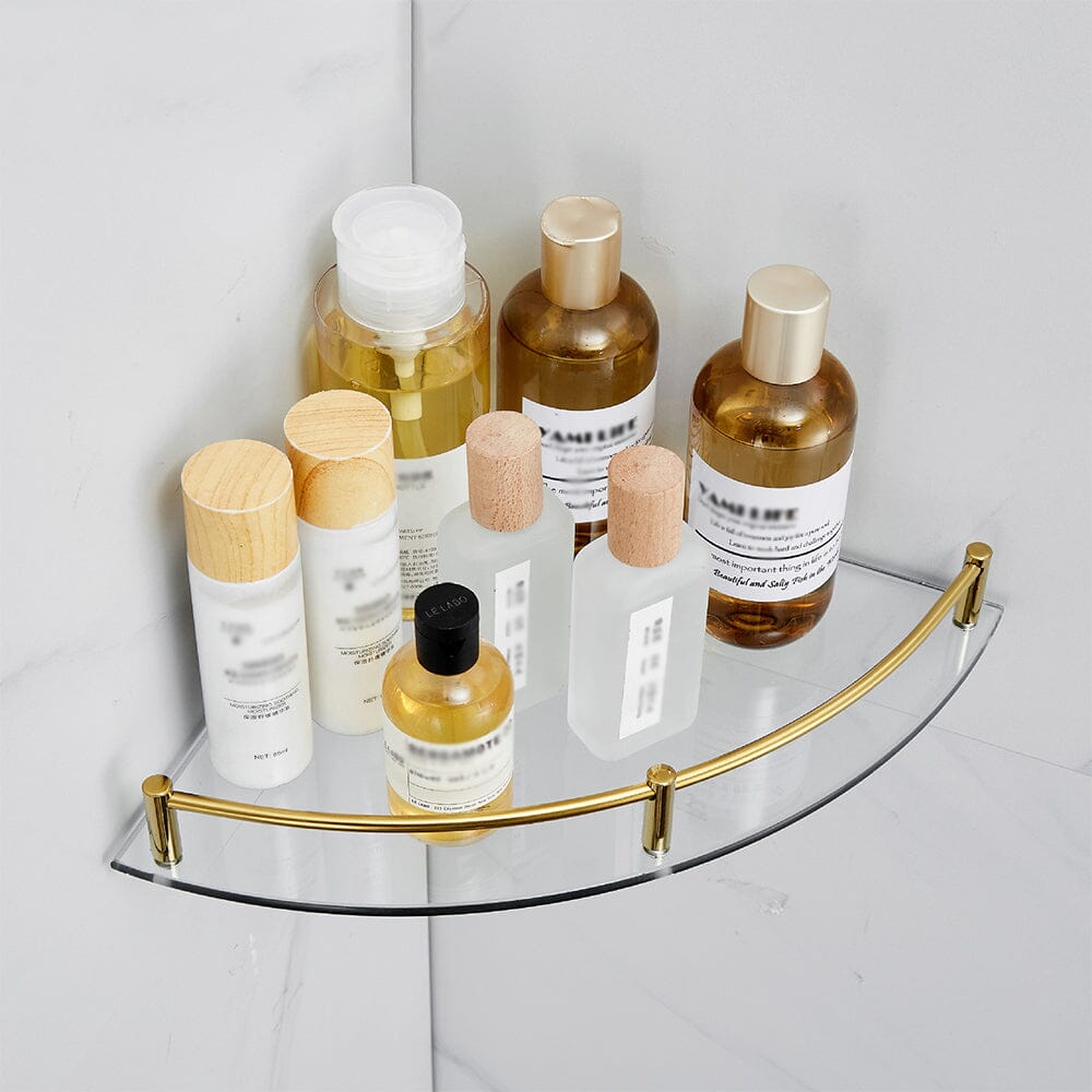 Bathroom Glass Corner Storage Wall Mounted Shower Shelf Set of 2 Shower Caddies Living and Home