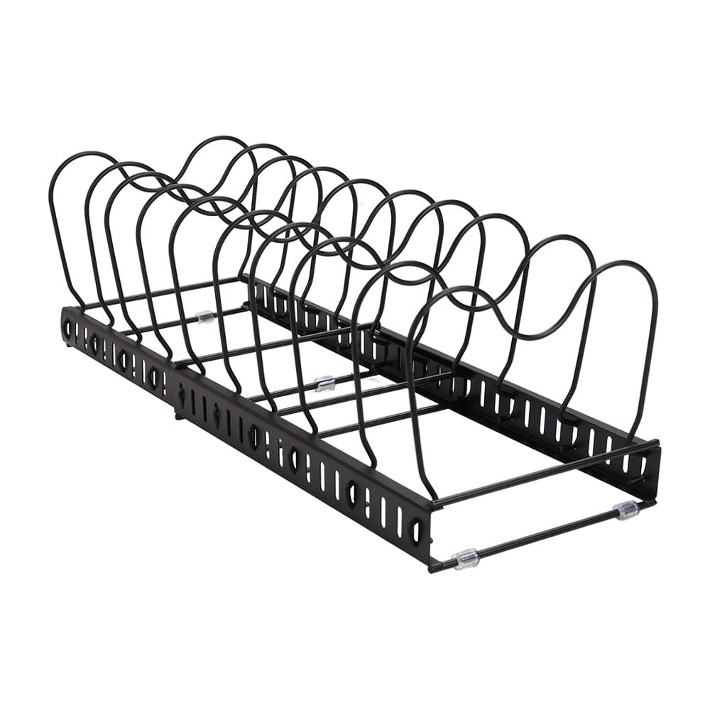 Expandable Pot Pan Lid Rack Pan Organiser with 10 Dividers Kitchen Shelves Living and Home
