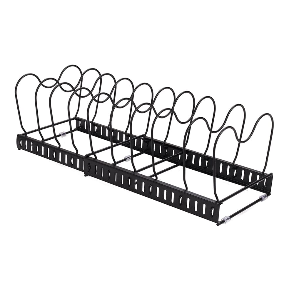 Expandable Pot Pan Lid Rack Pan Organiser with 10 Dividers Kitchen Shelves Living and Home