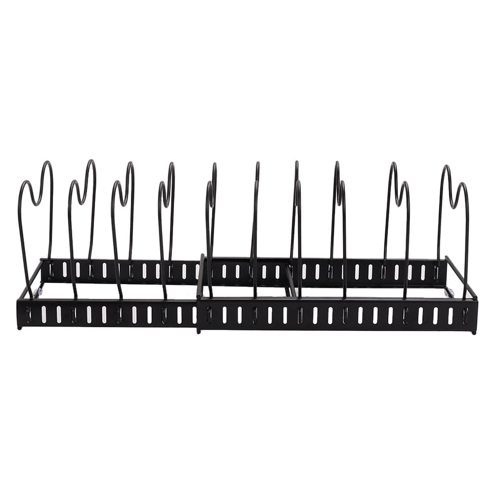 Expandable Pot Pan Lid Rack Pan Organiser with 10 Dividers Kitchen Shelves Living and Home