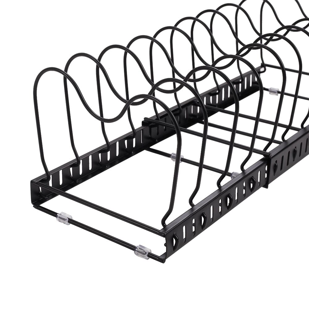 Expandable Pot Pan Lid Rack Pan Organiser with 10 Dividers Kitchen Shelves Living and Home
