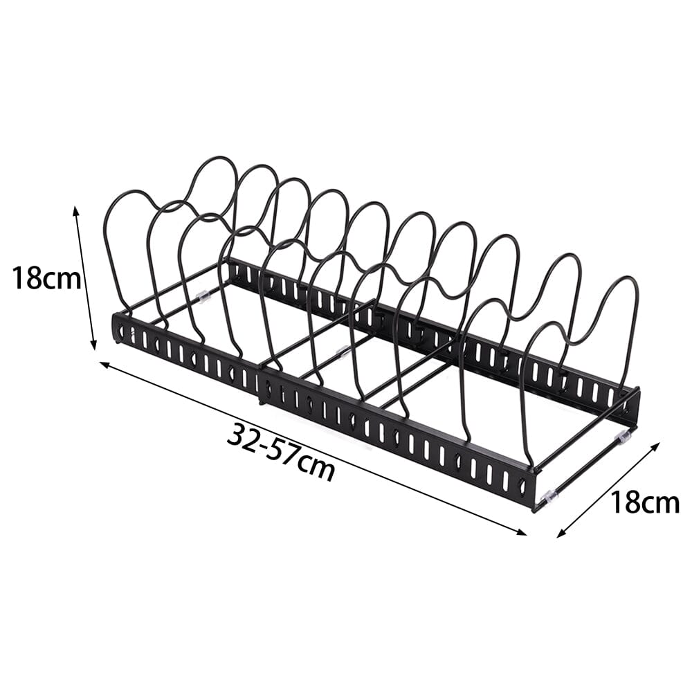Expandable Pot Pan Lid Rack Pan Organiser with 10 Dividers Kitchen Shelves Living and Home