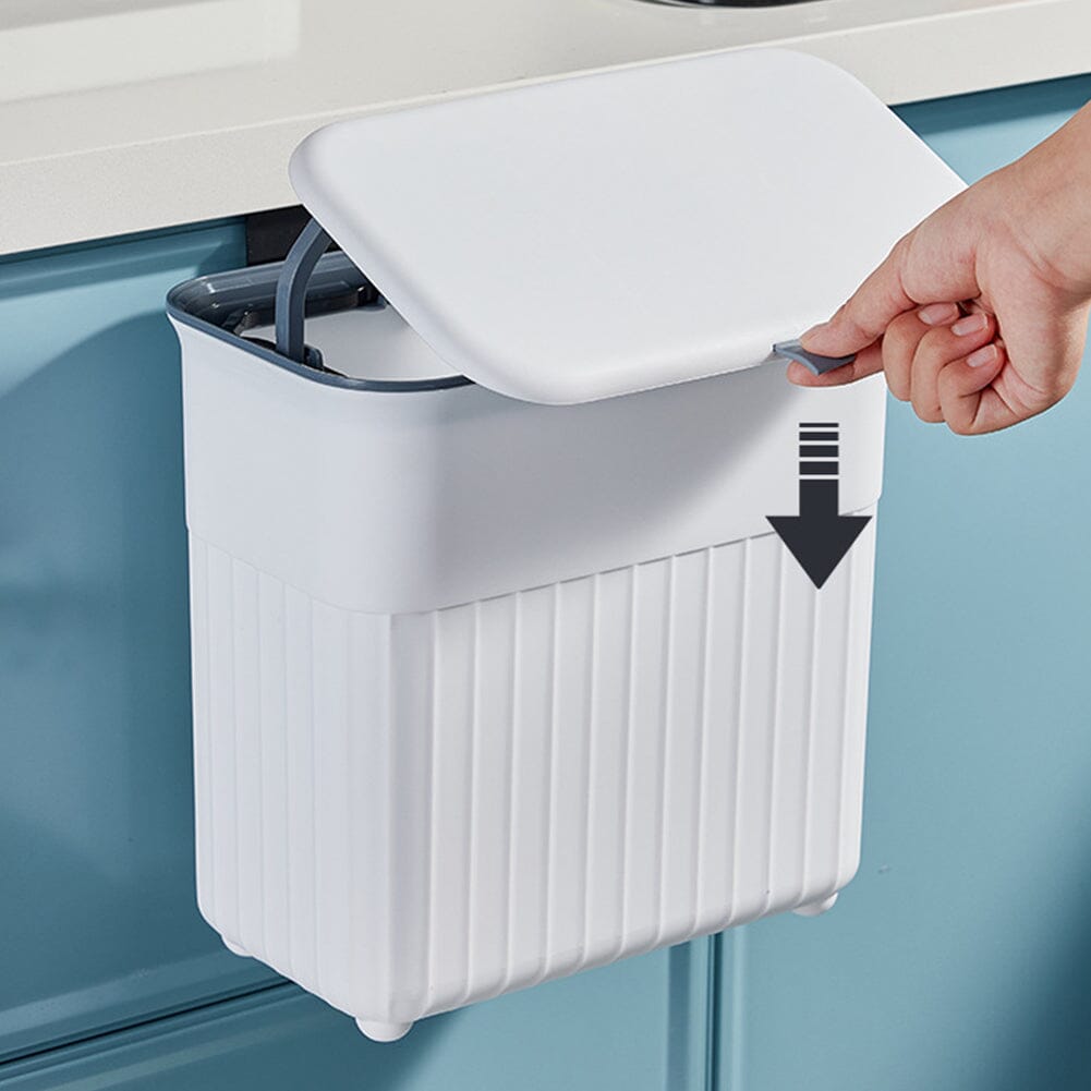 Sleek 9L Hanging Trash Can-Keep Your Space Clean And Tidy Kitchen Waste Bins Living and Home