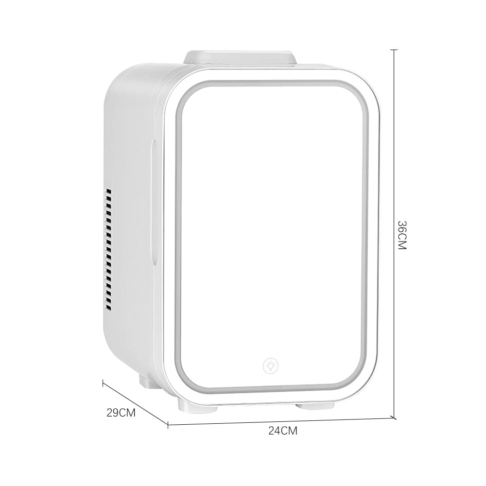 White 12L Mini Makeup Storage Fridge with LED Mirror Door Makeup Organizers Living and Home
