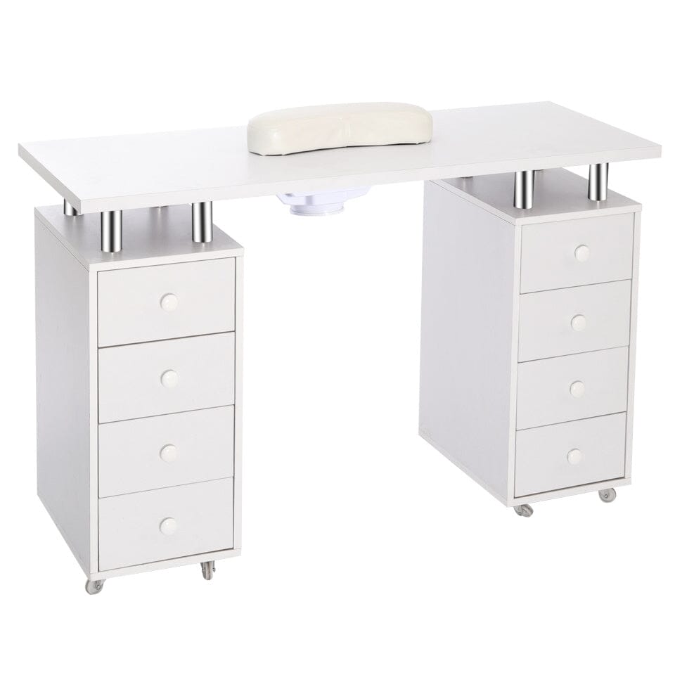 3ft Wide White Movable Manicure Table Nail Station with Dust Collector Dressing Tables Living and Home
