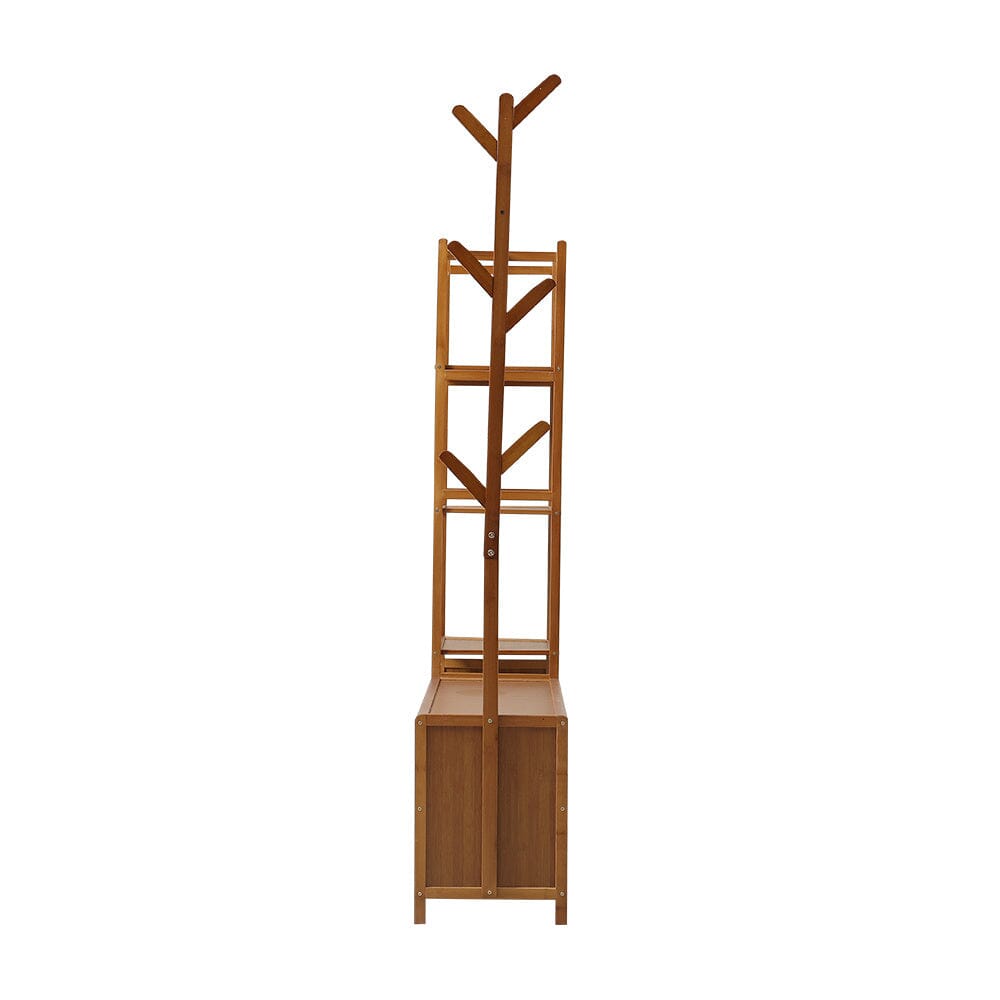 Freestanding Bamboo Clothes Rack with Storage Shelves Living and Home