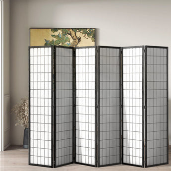 6-Panel Solid Wood Room Divider Folding Screen