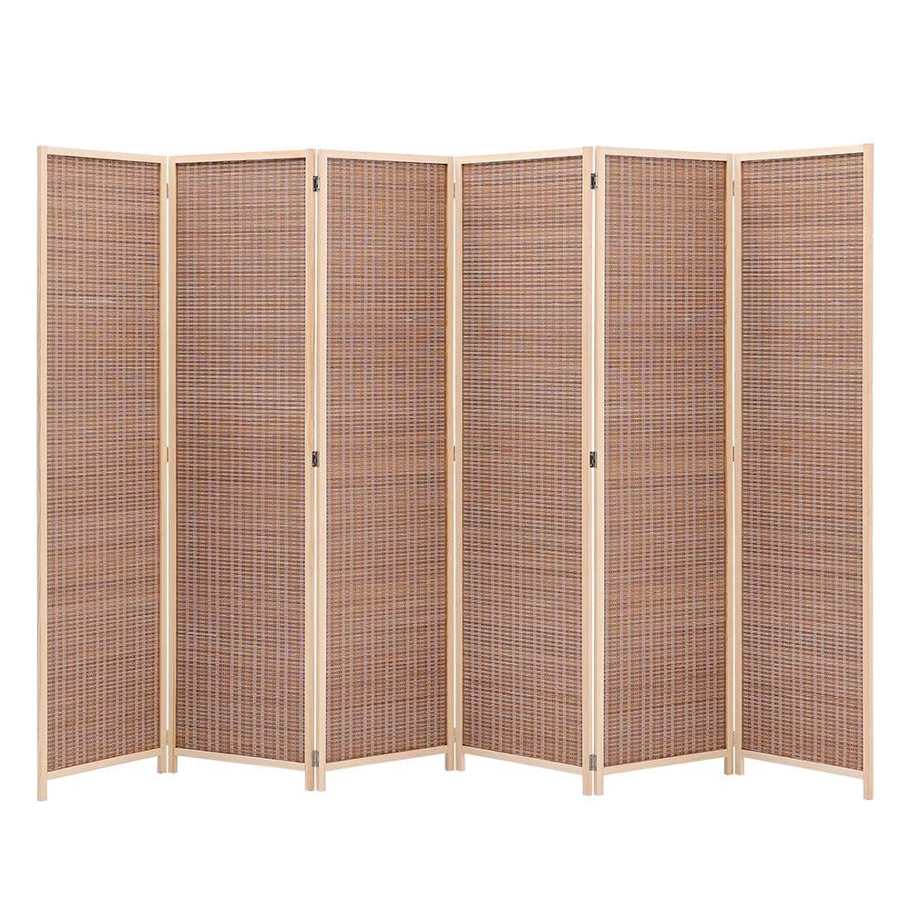 Brown Bamboo Woven 6-Panel Folding Room Divider Room Dividers Living and Home