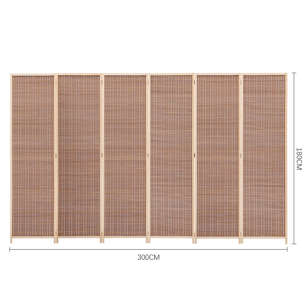 Brown Bamboo Woven 6-Panel Folding Room Divider Room Dividers Living and Home