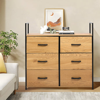 Freestanding Wooden Sideboard Storage Cabinet with 6 Drawers