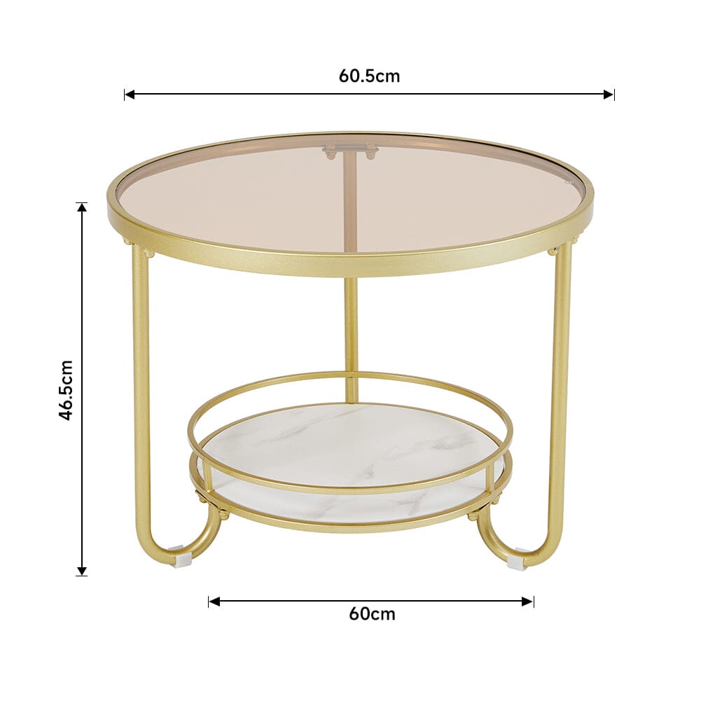 2 Tier Round Glass and Slate Coffee Table Coffee Tables Living and Home