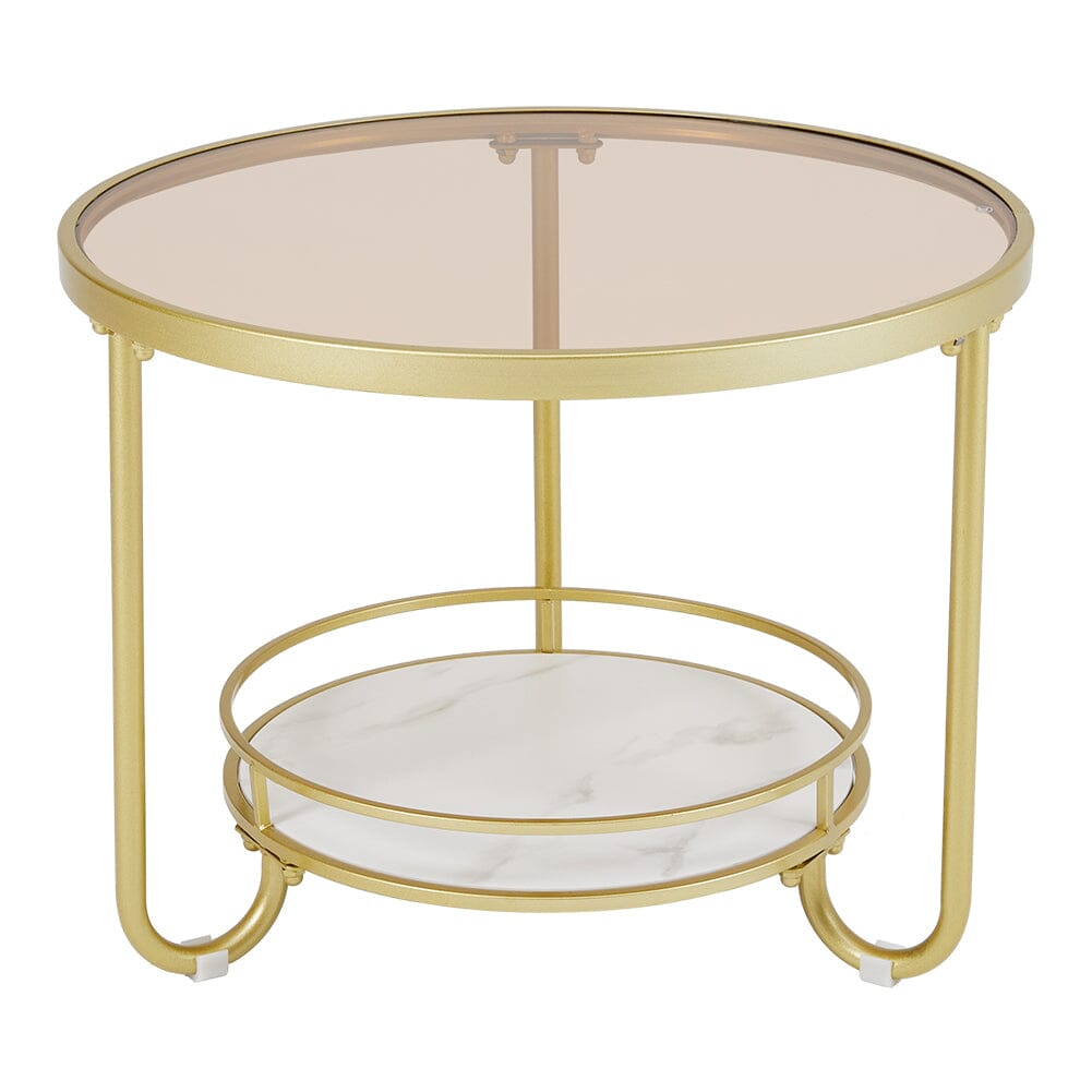 2 Tier Round Glass and Slate Coffee Table Coffee Tables Living and Home