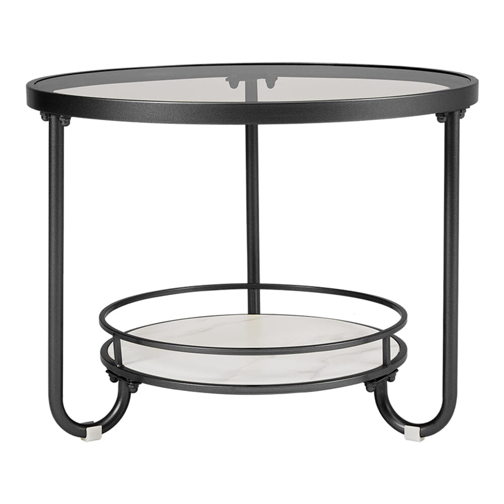 2 Tier Round Glass and Slate Coffee Table Coffee Tables Living and Home