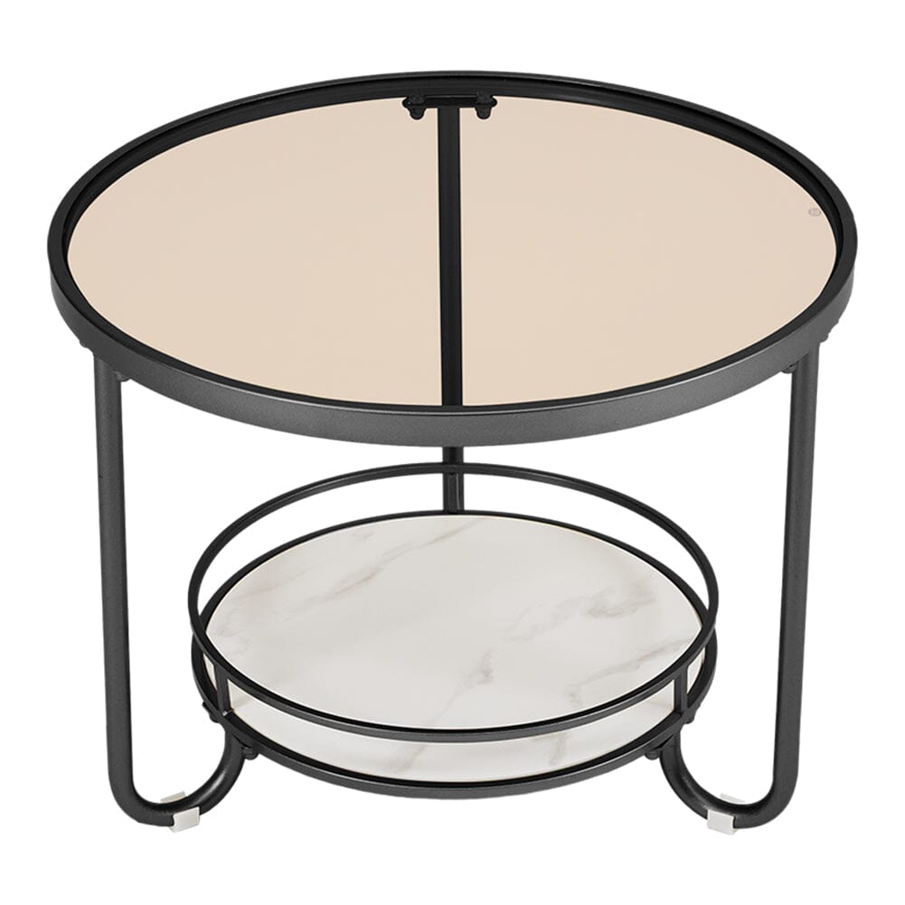2 Tier Round Glass and Slate Coffee Table Coffee Tables Living and Home