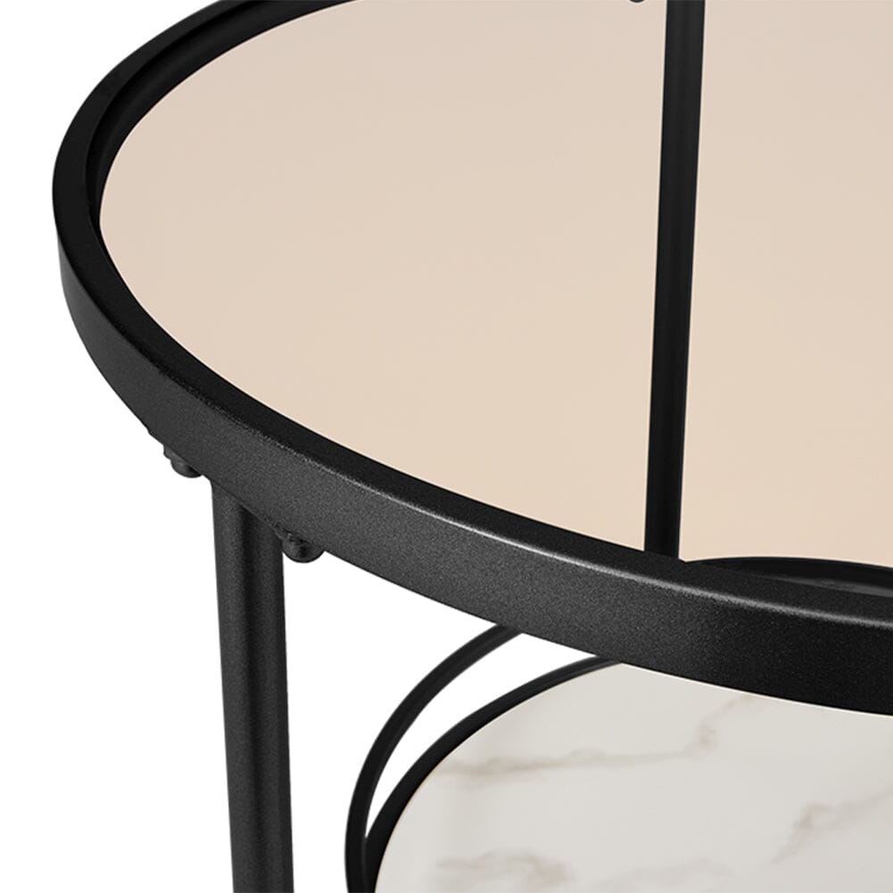 2 Tier Round Glass and Slate Coffee Table Coffee Tables Living and Home