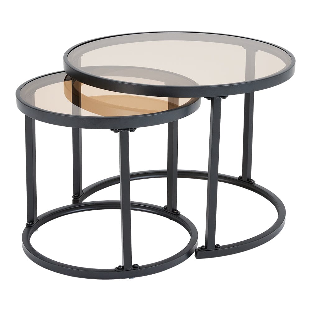 Set of 2 Tea Glass Round Nesting Coffee Table Coffee Tables Living and Home