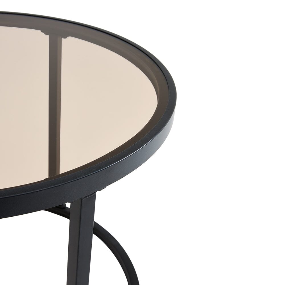 Set of 2 Tea Glass Round Nesting Coffee Table Coffee Tables Living and Home