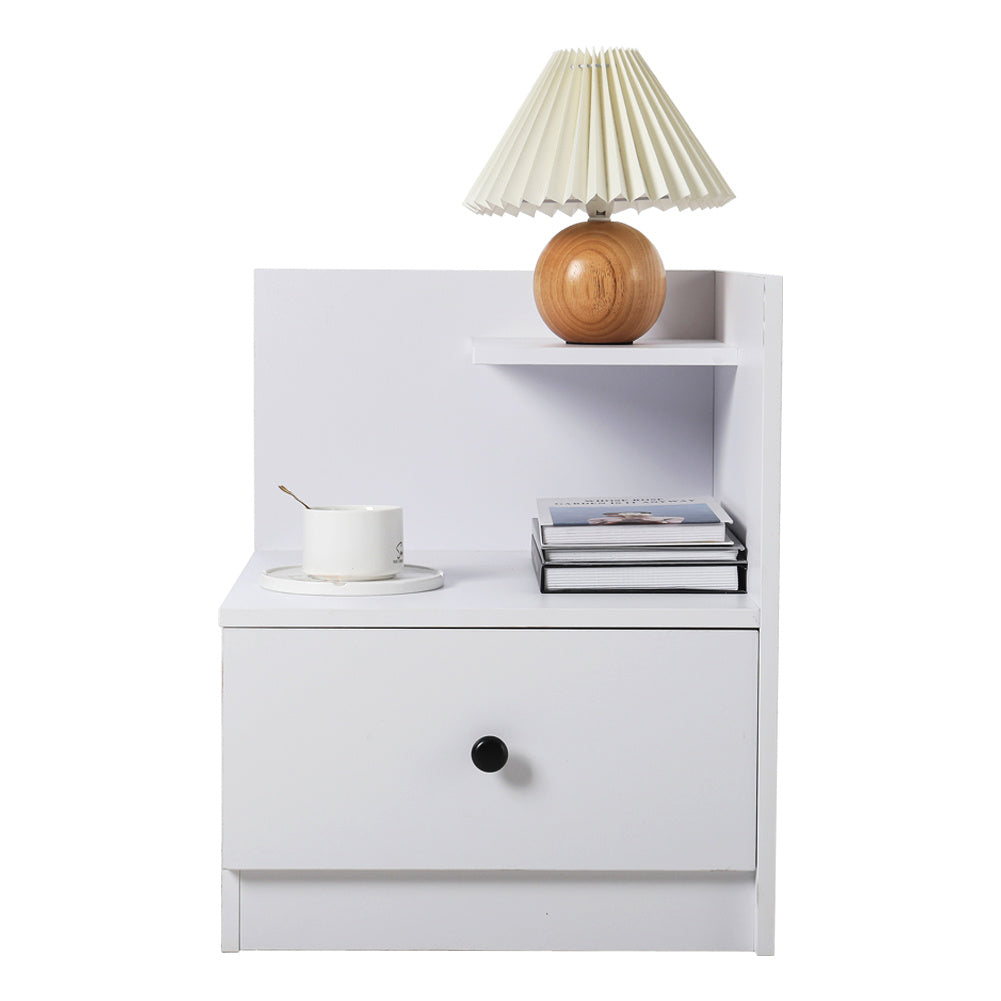 Urban Style Bedside Table with Drawer and Open Shelf Wooden Nightstand Coffee Tables Living and Home